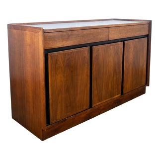 Mid Century Modern Credenza Sideboard Dillingham Esprit Walnut Vintage Black, Attributed For Sale