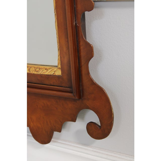 Prince of Wales Chippendale Style Burl Walnut Wall Mirror For Sale - Image 10 of 13