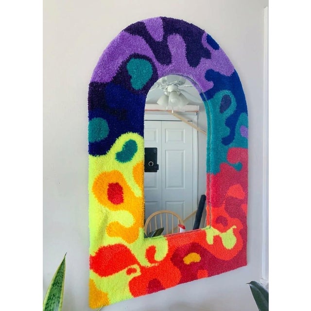Art Deco Chroma Wave Tufted Arch Mirror For Sale - Image 3 of 4