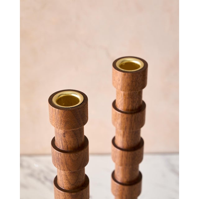 2020s "Franc" Hand Turned Walnut Candle Holders by Lostine, Set of 2 For Sale - Image 5 of 11