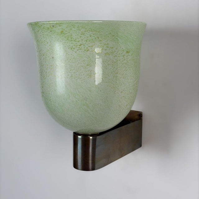Green and Gilt Murano Glass Sconces by Tomaso Buzzi for Venini, 1940s, Set of 2 For Sale - Image 17 of 18