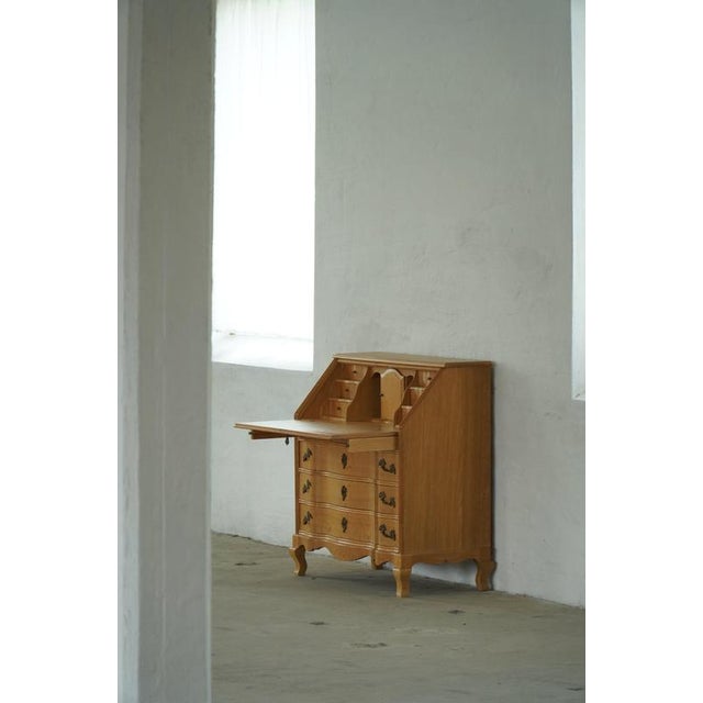 Vintage Danish Oak Drop‑Front Secretaire, 1950s For Sale - Image 11 of 18