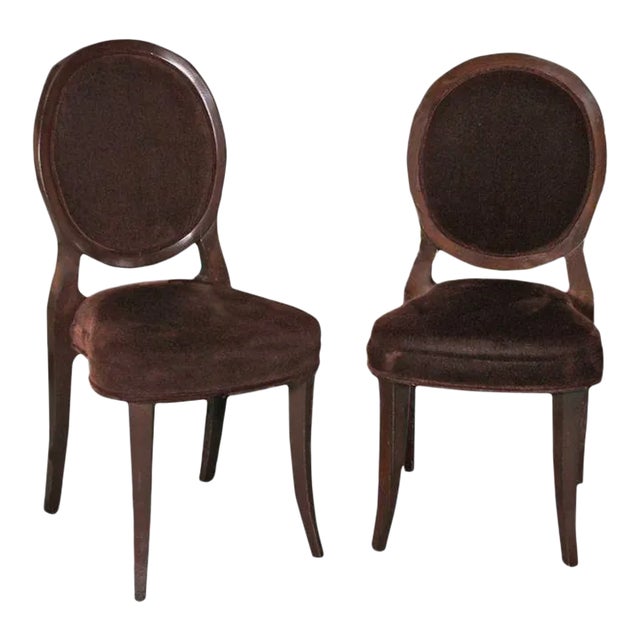 Pair of Artistic Frame Traditional Velvet Dining Chairs For Sale