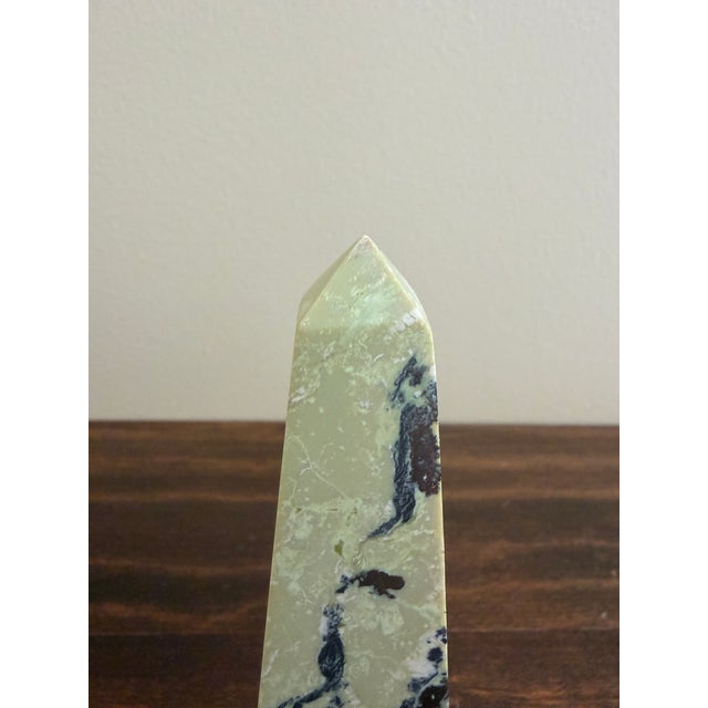 Yellow and Black Marble Obelisk With Dramatic Veining For Sale - Image 9 of 11