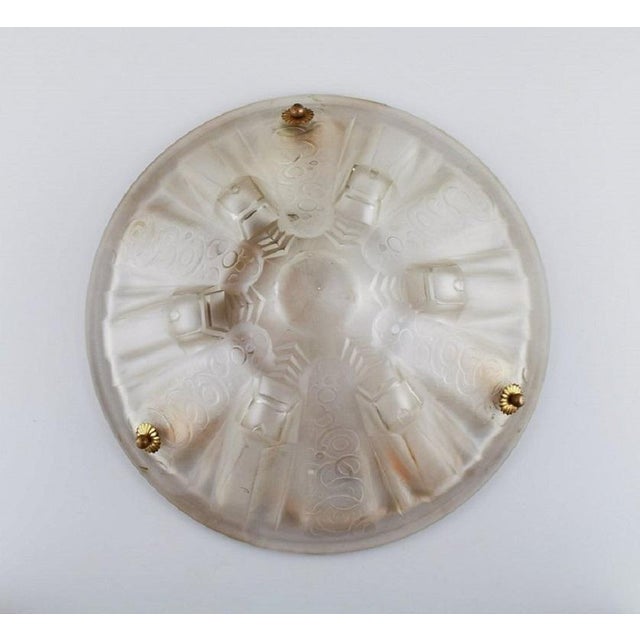 Large Art Deco Ceiling Light with Foliage by Muller Frères, Luneville, France, 1930s For Sale - Image 3 of 6