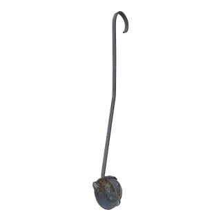 Monumental Hand-Forged Iron Commercial Ladle With Original Patina For Sale