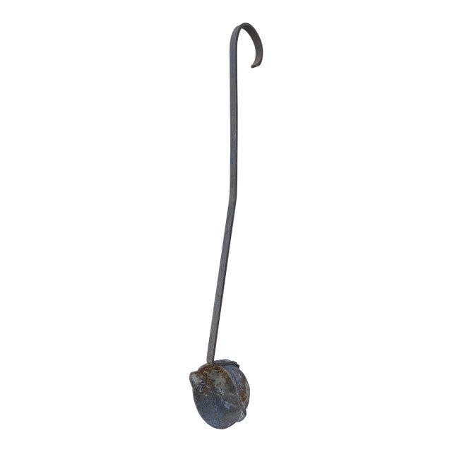 Monumental Hand-Forged Iron Commercial Ladle With Original Patina For Sale