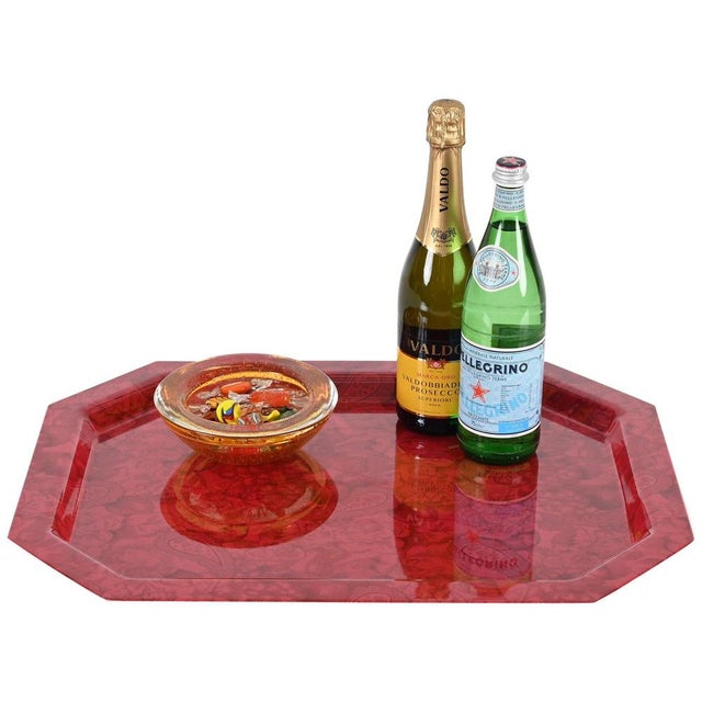 Mid-Century Italian Red Acrylic Serving Tray, 1980s For Sale - Image 14 of 14
