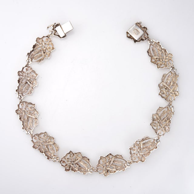 Modern Vintage Ilias Lalaounis Sterling Silver Necklace 16" Choker Wide Knot Links For Sale - Image 3 of 4