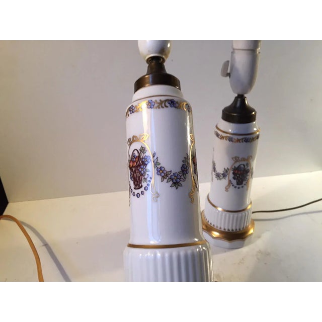 Danish Porcelain Table Lamps by Dahl Jensen, 1930s, Set of 2 For Sale - Image 4 of 7