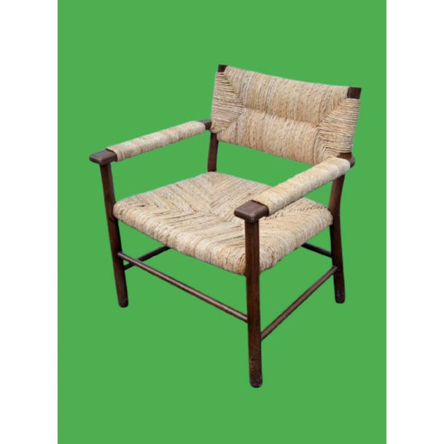 Coffee Vintage Woven Rush Lounge Chair in the Style Mel Smilow For Sale - Image 8 of 10