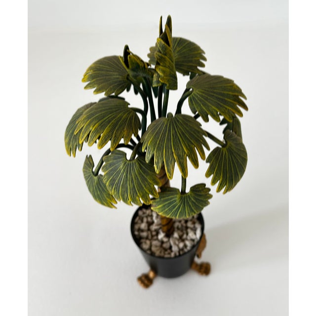 1980s Miniature Petit Choses Decorative Tole Potted Palm Tree in Urn With Lions Heads For Sale - Image 4 of 10