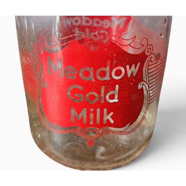 Vintage Meadow Gold Glass Quart Milk Bottle W/ Red Graphics, 1960s For Sale In New York - Image 6 of 6