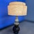 Vintage Mid Century Modern Table Lamp – Tiered Fiberglass Shade, Drip Glaze Ceramic Base For Sale - Image 4 of 7