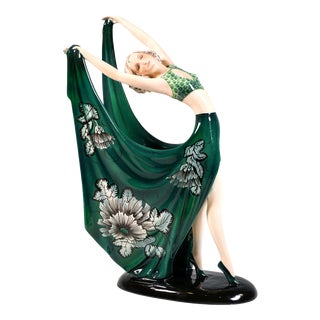 Art Deco Ceramic Dancer attributed to Stephan Dakon for Goldscheider, Vienna, Austria, 1935 For Sale