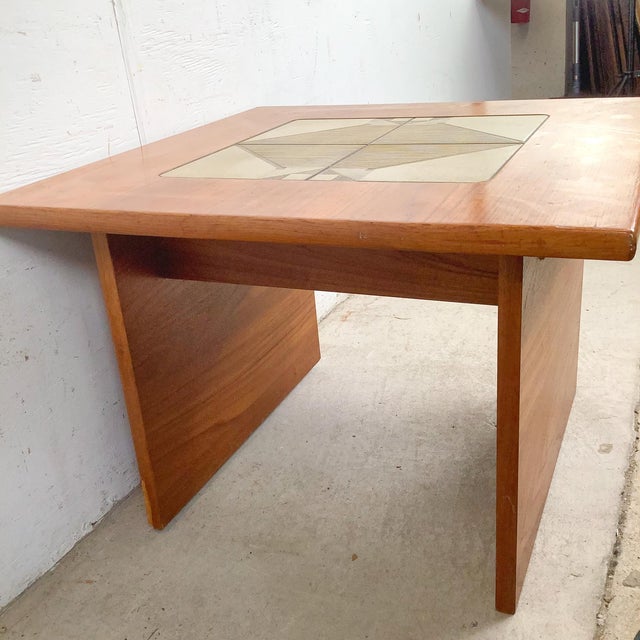 Danish Modern Teak Side Table With Geometric Tile Inset, 1960s–1970s For Sale - Image 18 of 18
