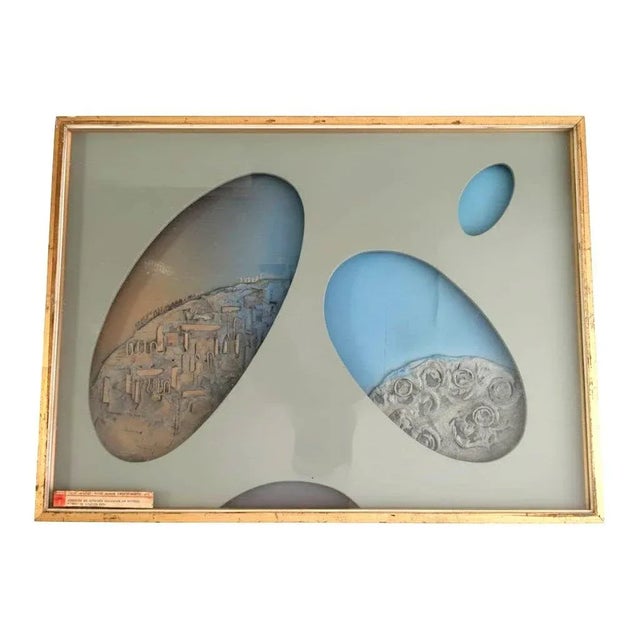 Mario Salmaso, Uomo-Domani, 1971, Oil, Wood, Earthenware, and Molded Glass, Framed For Sale - Image 3 of 3