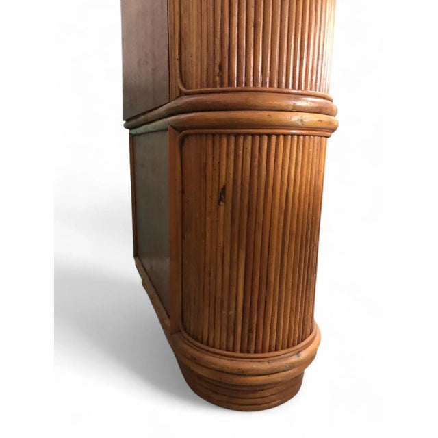 Vintage Split Reed Rattan China Cabinet For Sale - Image 13 of 17
