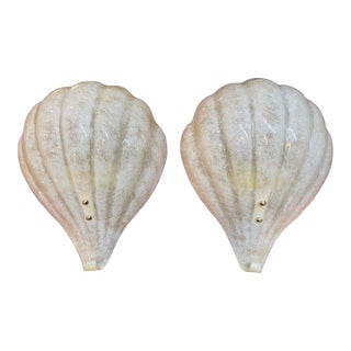 Murano Shell Form Sconces - a Pair For Sale