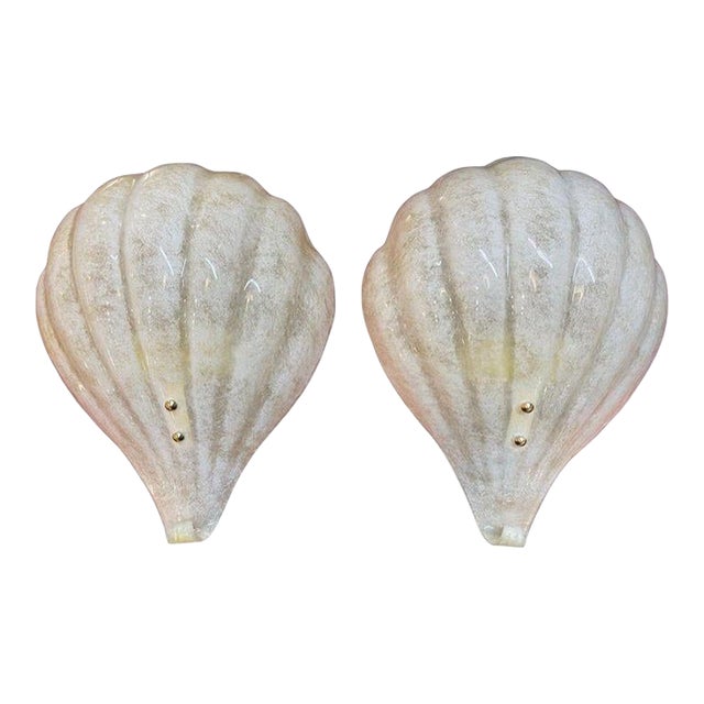 Murano Shell Form Sconces - a Pair For Sale