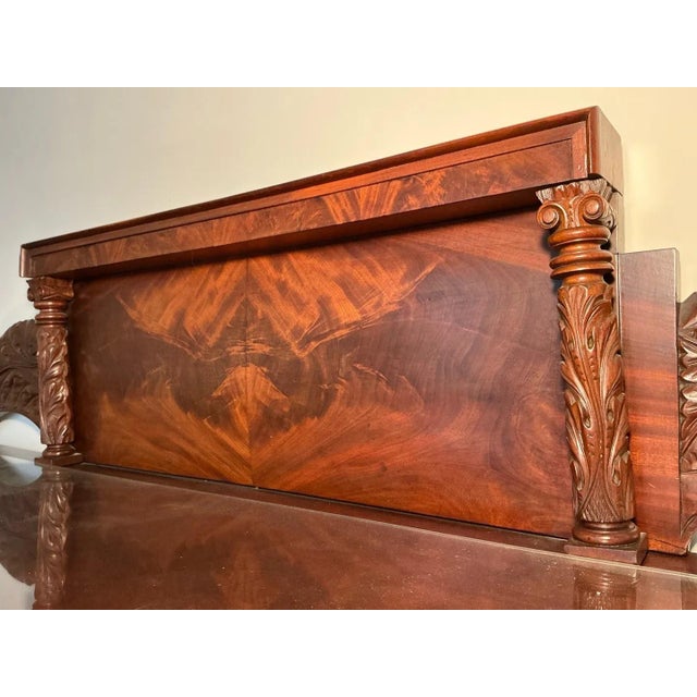 Antique American Empire Carved Flame Mahogany Sideboard With Lion Paw Feet For Sale In Baltimore - Image 6 of 18