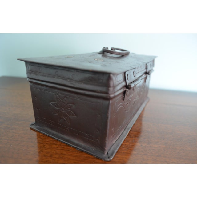 Antique Metal Box Riveted Hinged Lid Chairish