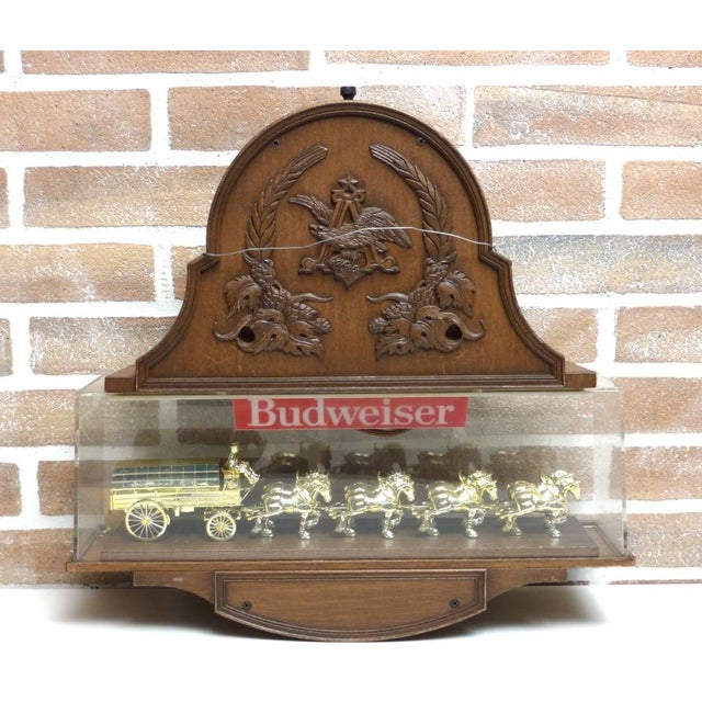 Original indoor signs made in usa budweiser horses: sign + clock -1970- - measures 45 x 40 this piece has an attribution...