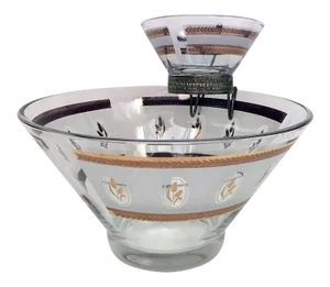 Mid-Century Wheat Motif Chip & Dip Set