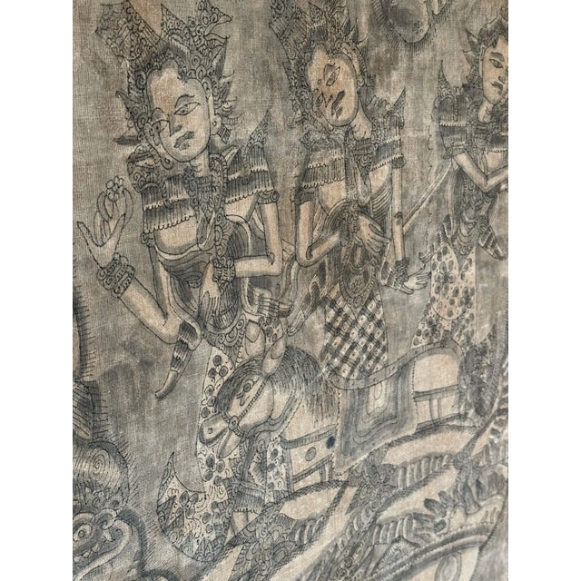 Bali Hindu Textile Framed 'Kamasan' Painting, Indonesia C. 1920 For Sale - Image 4 of 18