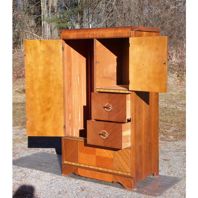 Antique Art Deco Waterfall Chifferobe Armoire Wardrobe Dresser Closet