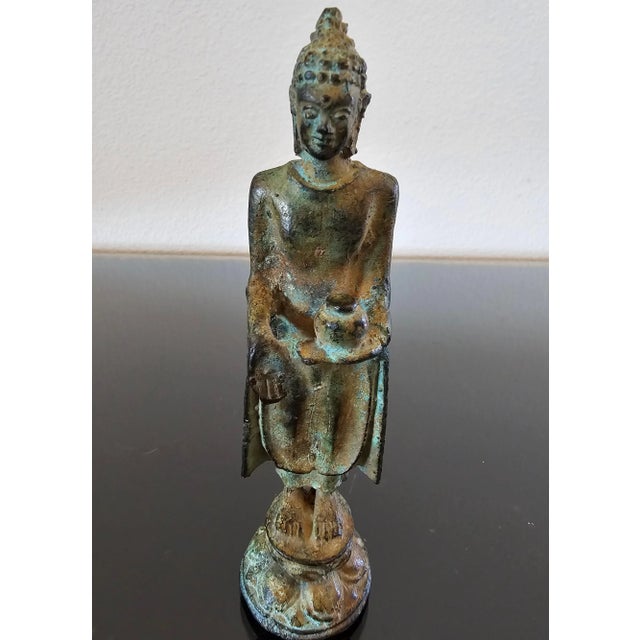18th Century Healing Medicine Buddha Bronze Figure Thai Statue For Sale - Image 10 of 12
