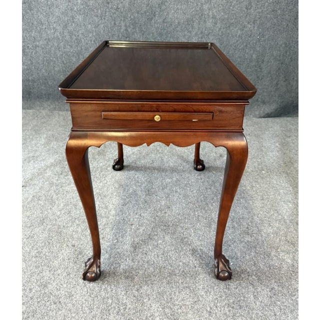 Late 20th Century Statton Olde Towne Solid Cherry Tea Table For Sale - Image 4 of 12