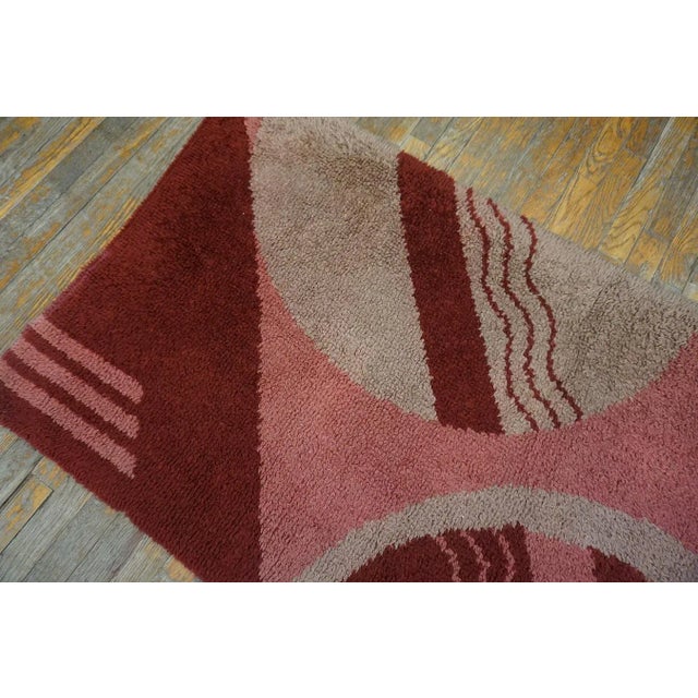 Textile 1930s Red Abstract Antique English Art Deco Carpet 3'x5'10" Handknotted Wool Rug For Sale - Image 7 of 11