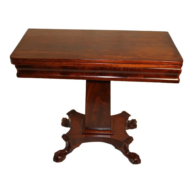 Empire Solid Mahogany Game Card Table, 19th Century For Sale