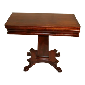 Empire Solid Mahogany Game Card Table, 19th Century