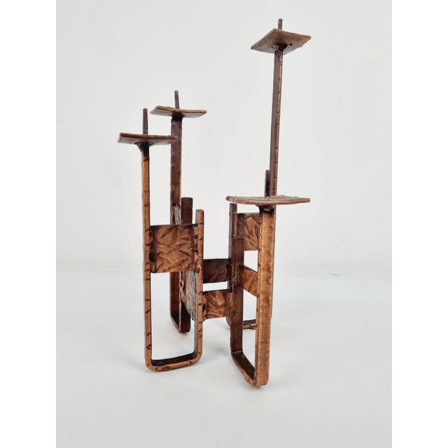 Brutalist Copper Artisan Candlestick, 1970s For Sale - Image 4 of 11