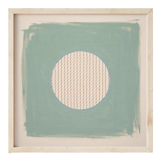 Sage Green Neutral Geometric Abstract Art Print by Emily Keating Snyder | 24 X 24 Print in Wood Frame For Sale