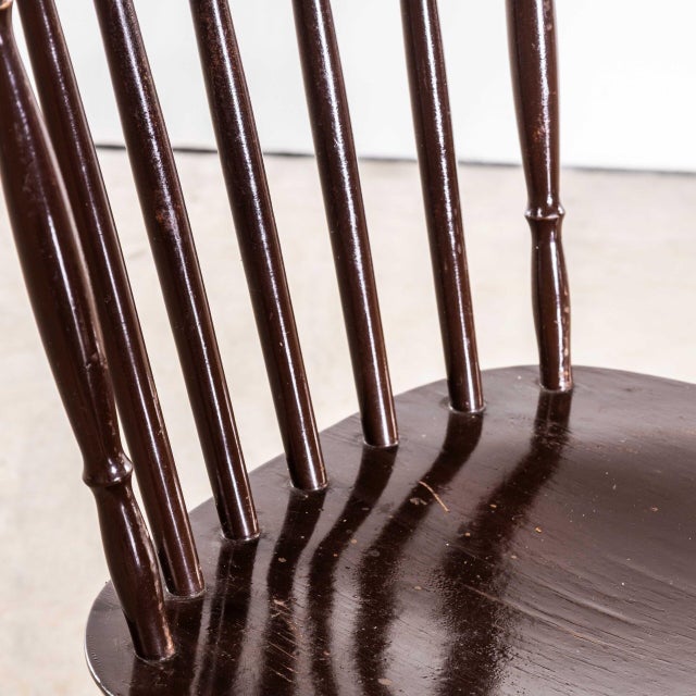 : 1950’s Dark Turned Spindle Back Dining Chairs – Set Of Four. Good quality classic spindle back chairs with a refined bit...