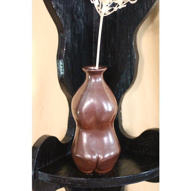 Figurative 1970s Brown Pottery Nude Bust Vase For Sale - Image 3 of 9
