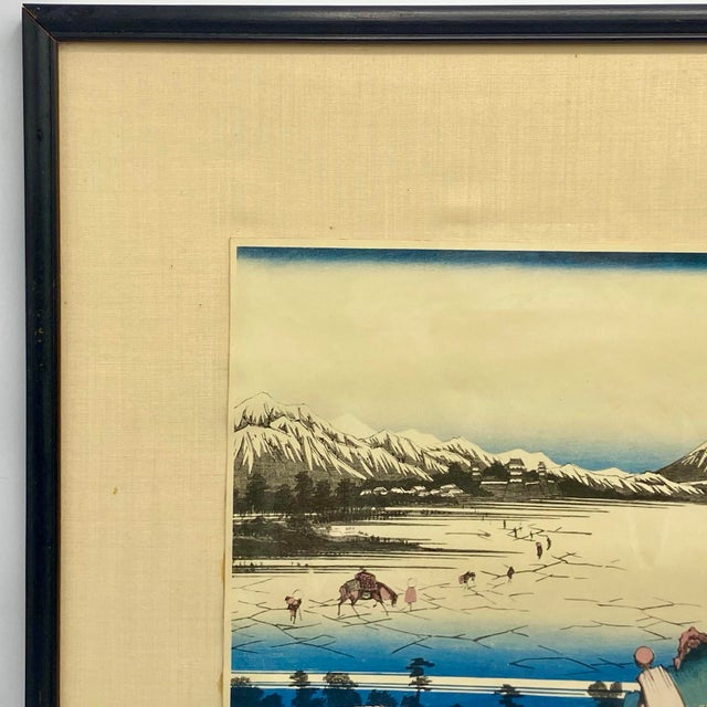 Japanese Framed Woodblock Print Titled "No. 31, Shiojiri Pass: View of Lake Suwa" by Artist Keisai Eisen For Sale - Image 3 of 11