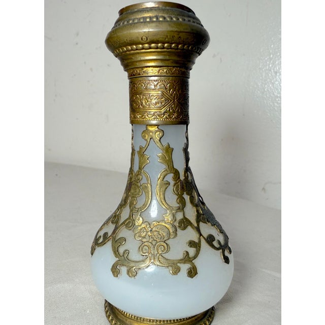 Antique 19c French Palais Royal Ormolu Bronze Opaline Glass Scent Perfume Bottle For Sale - Image 4 of 13