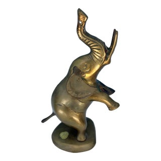 Mid 20th Century Vintage Brass Elephant Trunk Up For Sale