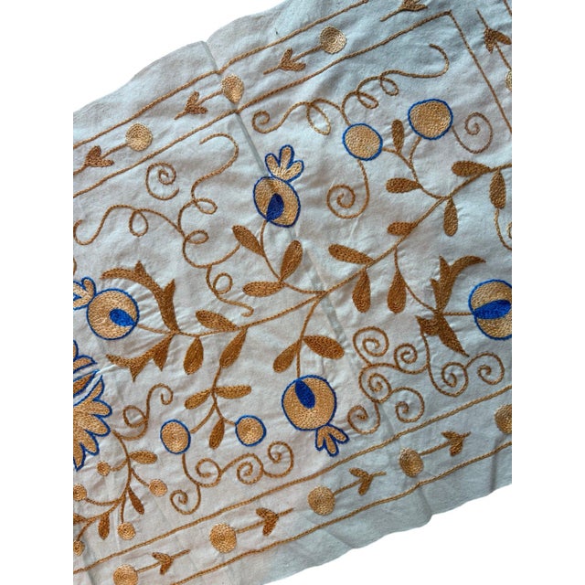 1960s Floral Suzani Wall Hanging, Gold Medallion For Sale - Image 5 of 6