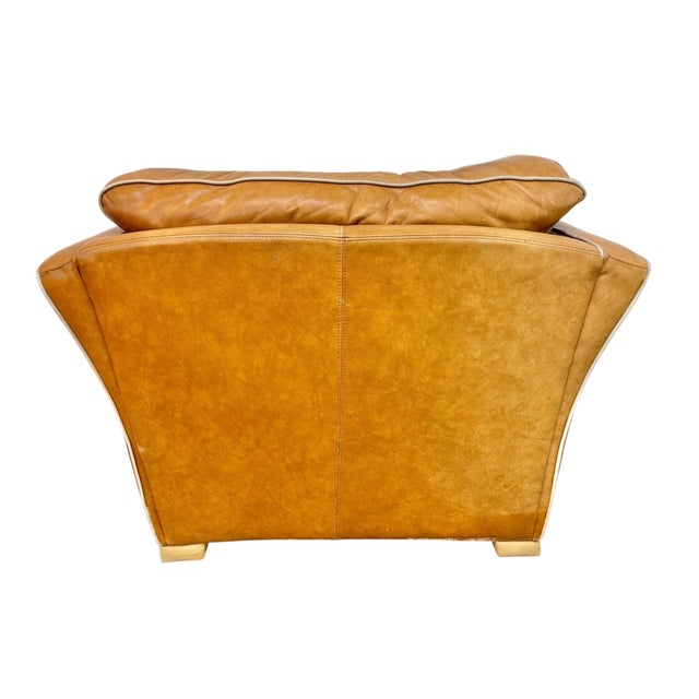 Vintage Ralph Lauren Style Leather Club Chair & Ottoman For Sale In Philadelphia - Image 6 of 9