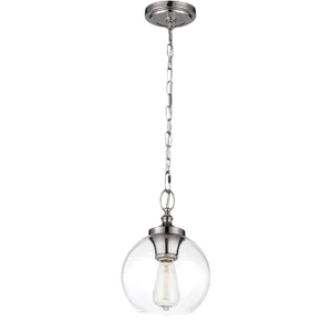 Sean Lavin By Visual Comfort Studio Tabby Clear Glass Mini Pendant in Polished Nickel