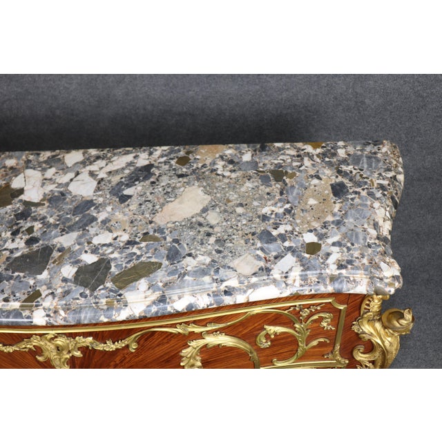 French Palatial 19th C. Louis XV Bronze Mounted Figural Marble Top Commode by Rosel For Sale - Image 3 of 15