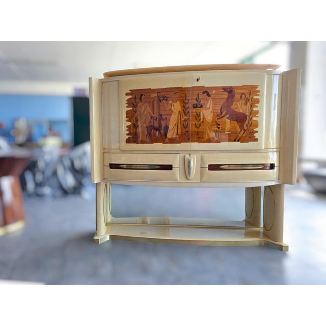 Metal Mid-Century Modern Italian Parchement Bar Cabinet by Dassi, 1950s For Sale - Image 7 of 18