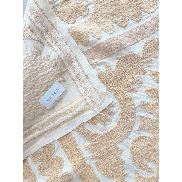 Neutral Tan Central Asian Suzani Tribal Textile For Sale - Image 9 of 9