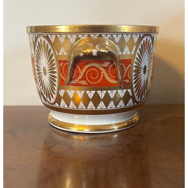 Gold Antique Early 19th Century English George III Coalport Porcelain Neoclassical Cachepot Jardiniere, Circa 1810 For Sale - Image 8 of 12