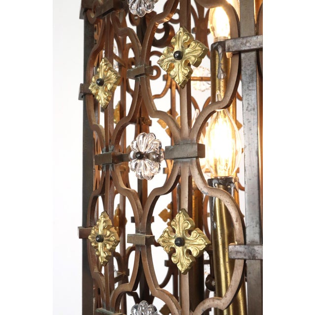 Mid 20th Century Grand Wrought Bronze Spanish Revival Pendant Light For Sale - Image 11 of 16
